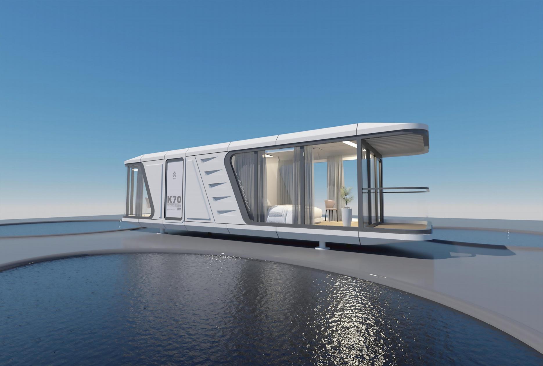 Moderne tiny cabin aan het water